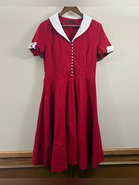 Gown Town XXL red 1950s-style retro swing dress rockability pin-up housewife